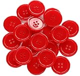GANSSIA 1 Inch Buttons 25mm Sewing Flatback Button Red Color Pack of 50