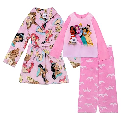 Disney Peignoir 3 pièces pour fille et pyjama ample, doux et mignon pour enfants, Couronnes de princesse, 10