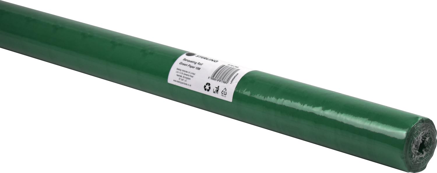Sterling Ventures Green 10M Table Cloth Embossed Paper Banqueting Roll Table Cover (Green)