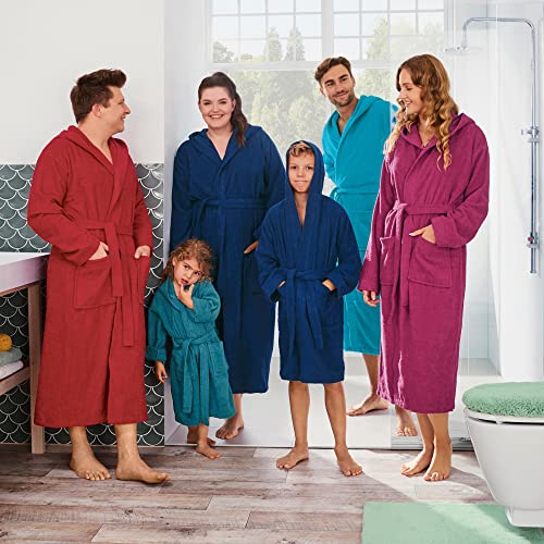 REDBEST Unisex-Bademantel, Morgenmantel, Saunamantel Frottier Chicago Petrol Größe L - schnell trocknend und saugstark, 100% Baumwolle
