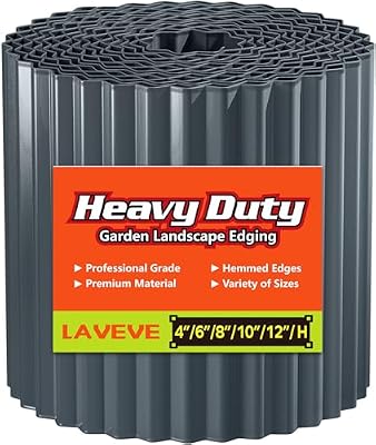 LAVEVE Corrugated Metal Garden Edging - Sturdy Border Perfect for DIY Flower Beds and Landscaping Borders (Dark Gray, 6 Inch x 40FT)