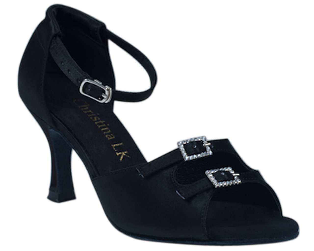 Christina LK Women's Latin/Ballroom Dance Shoe Sonia Comes in Wide and Regular Width (6 Regular) Black