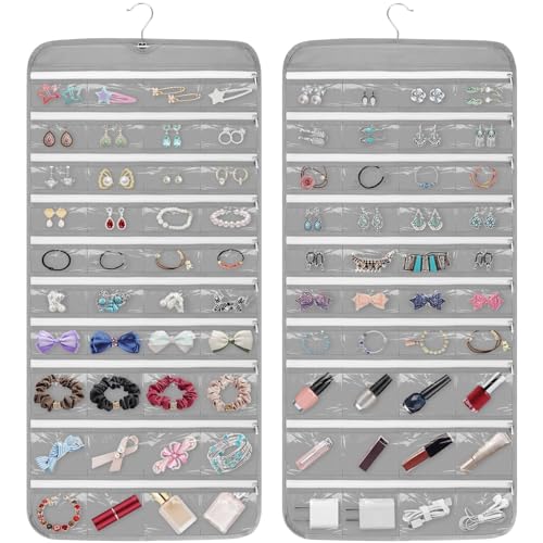EEEKit 80 Pocket Hanging Jewelry Organizer, Dual Sided Jewellery ...