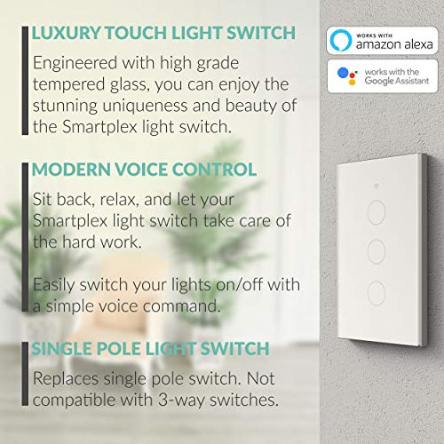 image for Smartplex Home Smart WiFi Light Switch – Modern Day Light Switch, 3 