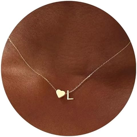 Turandoss Christmas Gifts for Grandkids - Dainty 18K Gold Plated Tiny Heart Initial A-Z Letter Pendant Necklace Stocking Stuffers for Teen Girls Jewelry