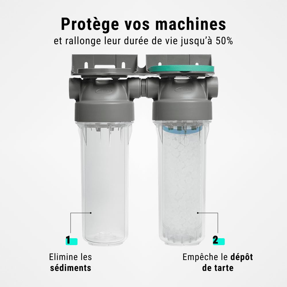 Filtre à eau double 9' 3/4 + pack anti calcaire