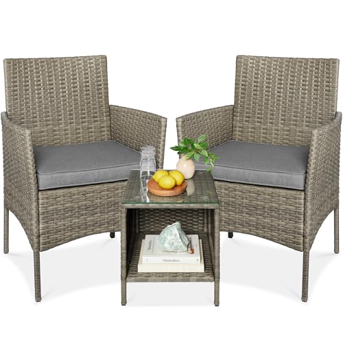 Best Choice Products 3-Piece Outdoor Wicker Conversation Bistro S...