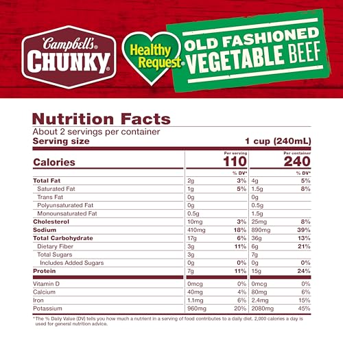 Image of Campbell's Chunky Healthy Request Soup, Old Fashioned Vegetable Beef Soup, 18.8 Oz Can (Case of 12)
