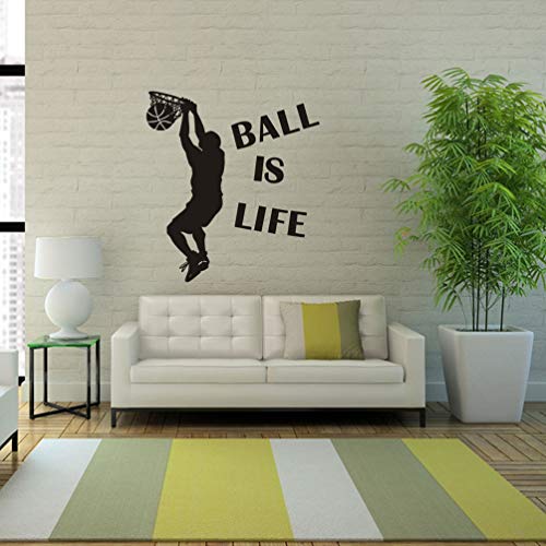 Adesivo de parede de basquete IMIKEYA em PVC Letra Ball is Life Wall Sticker Poster Tema de Basquete