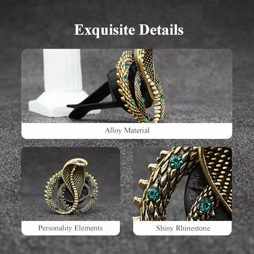 Image of ORIESSE Air Vent Clips,1pc Cobra Car Air Freshener Vent Clip,Snake Badges Decals Car Accessories,Exotic Vintage Gold Alloy Rhinestone Vehicle Decorations for Jeep Truck