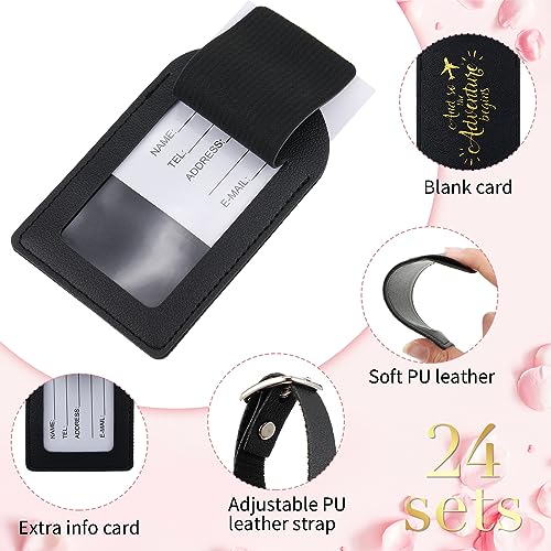 Image of Amylove Bulk Luggage Tags Wedding Favors Adventure Begins Luggage Tags for Guests Travel Tag for Suitcase Bridal Gift 24 Pack