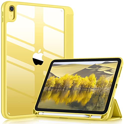 Wenlaty Compatible with iPad (A16) 11th Generation Case 11 Inch 2025, for iPad 10th Generation Case 10.9 Inch 2022 with Pencil Holder, Trifold Stand Protective Clear Back, Auto Wake/Sleep, Yellow