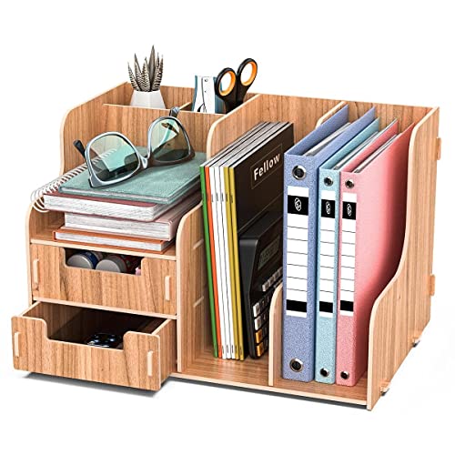 jopoo Maganize File Holder Desktop Document Rack Office Desk Tidy Organiser Stationary Storage for A4 Papers, Books, Pens, and Notebooks