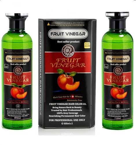 FRUIT VINEGAR Ammonia Free 10 Minutes Hair Color Colour Gel A + B 500 ML Each Black/Natural Black (H)