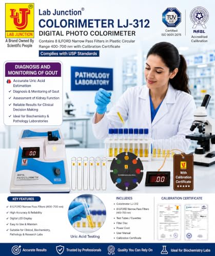 Image of Colorimeter LJ-312 Digital Photo Colorimeter contains 8 ILFORD Narrow Pass Filters in Plastic Circular Range 400-700 nm with Calibration Certificate complies with USP Standards