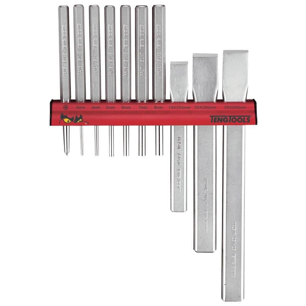 Teng Tools Pin Punch & Chisel Set 10Pcs