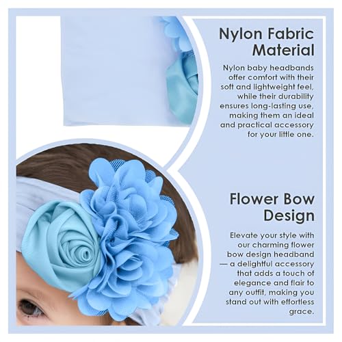 Image of SYGA Baby Rose Flower Stretchable Headband With Uv Protection Cat Type Sunglasses Stylish Combo For Toddlers And Kids (Blue)