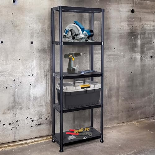 Crystals 5 Tier Plastic Shelving Unit | Garage Shelving Units | Heavy Duty Racking Shelving & Storage | Multipurpose Plastic Storage Shelves for Garage, Warehouse, Workshop, Sheds and Office - Black 7 Crystals 5 Tier Plastic Shelving Unit | Garage Shelving Units | Heavy Duty Racking Shelving & Storage | Multipurpose Plastic Storage Shelves for Garage, Warehouse, Workshop, Sheds and Office - Black - Image 7