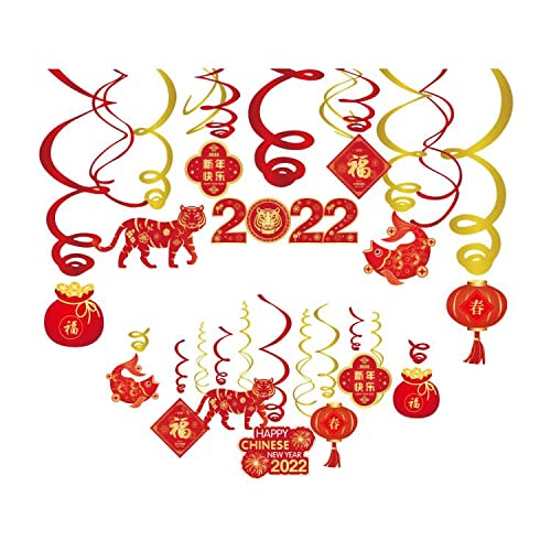 Chinese New Year Decorations 2025,Anor Wishlife Chinese Red Lanterns,Chinese Knot Hanging Swirl Decorations,Year of The Snake Festival Decorations for Party,Together,Celling,Home,Office,Bedroom(36Ct)