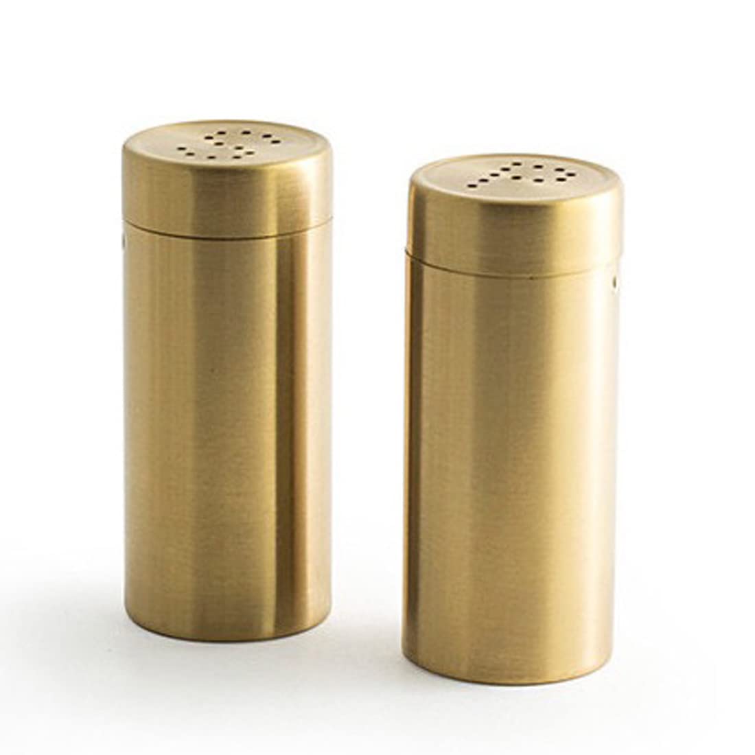 La tre Shop 2Pcs Stainl Steel Salt Pepper Salt Pepper Shakers Coarsen - Gold, 8.8X3.8cm
