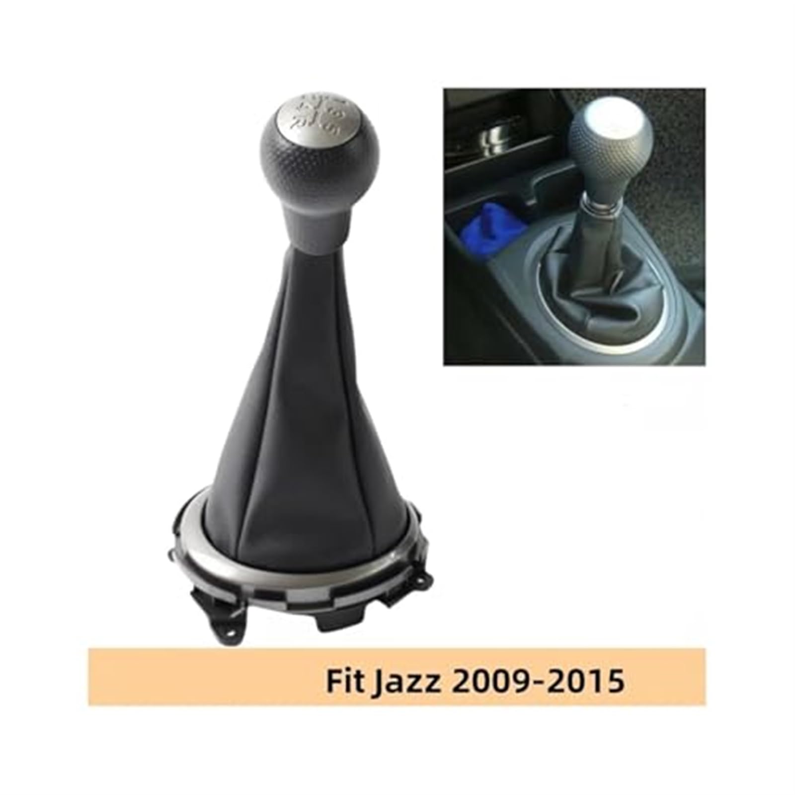 5-biegowa osłona gałki zmiany biegów samochodu, dla JAZZ, 2009-2015 Kołnierz osłony dźwigni zmiany biegów ręcznej Gałka dźwigni zmiany biegów(BLACK 2pcs)