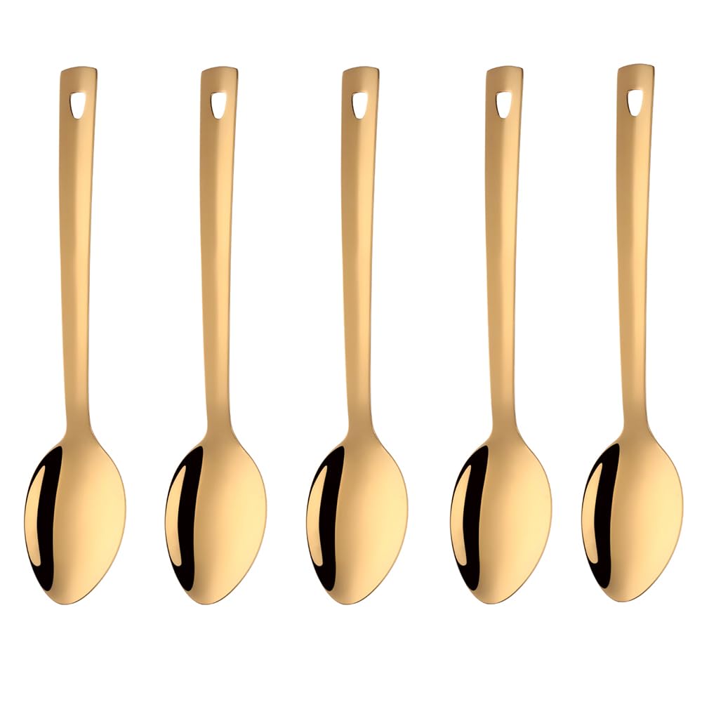 Grandes cuillères à buffet dorées 33 cm en acier inoxydable pour servir sans se brûler
