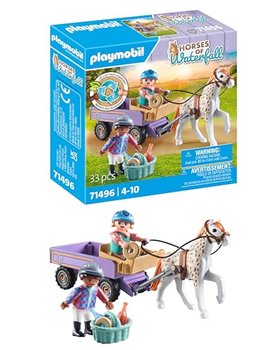 PLAYMOBIL Horses of Waterfall 71496 Ponykutsche, Zauberhafter Ausflug mit dem Pony, aufregende Abenteuer auf der Waterfall Ranch, detailreiches Spielzeug für Kinder ab 4 Jahren