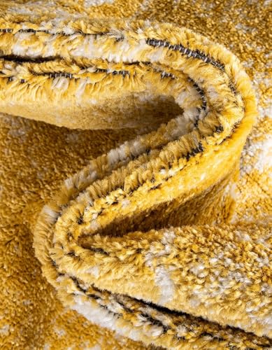 Tapete redondo amarillo de 5 pies fácil de limpiar miniatura 6