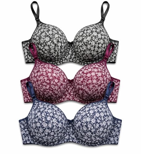 Image of Women's Padded Full Coverage Bra | Polycotton 4-Way Lycra Fabric | Comfortable Everyday Wear (Pack of 3)
