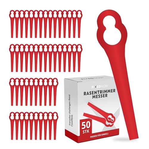 FixedNow 50 x Ersatzmesser Kompatibel mit Einhell Rasentrimmer | Kunststoffmesser Ersatzteile | Passend für Einhell GE GC BG RG Modelle und mehr