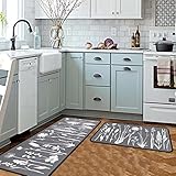 Gray Kitchen Rugs and Mats Non Skid Washable Absorbent Stain Resistant,Durable and Easy to Clean,Ant