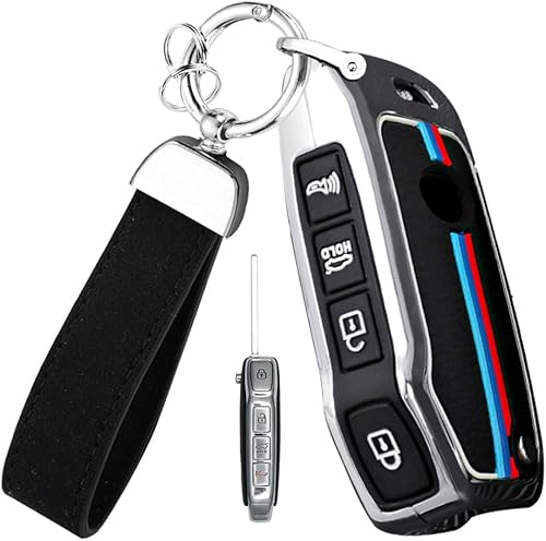 ontto Funda de llave de coche de 4 botones para Kia Seltos Forte Sportage Seltos K5 Soul Sorento Cerato Telluride Flip plegable llavero de metal