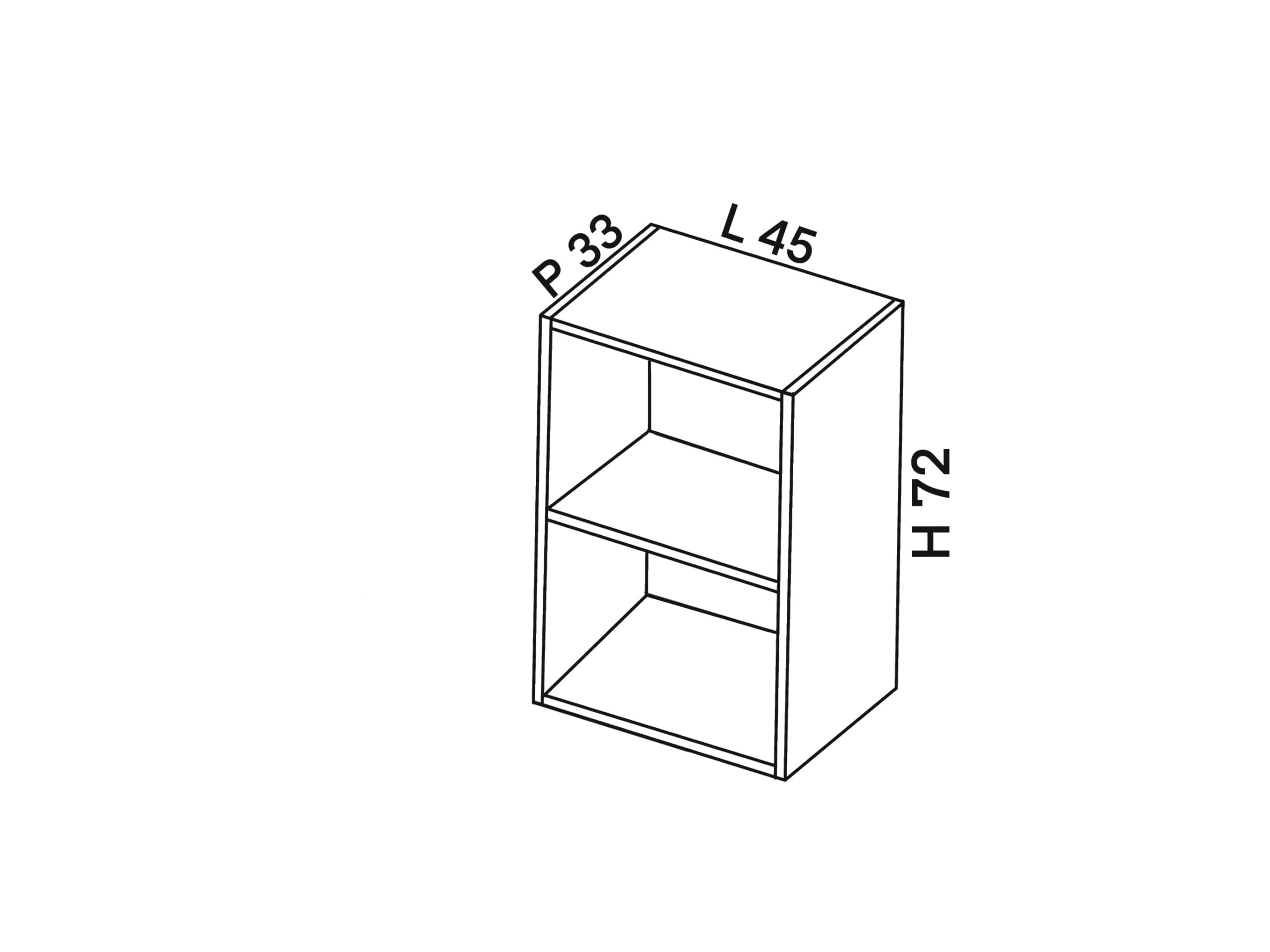 CALANDRELLI - Pensile Cucina in Legno Nobilitato Bianco Mobile Alto con 1 Anta, Pensile Componibile Moderno Made in Italy (Altezza 72XLarghezza 45XProfondità 33 centimetri)