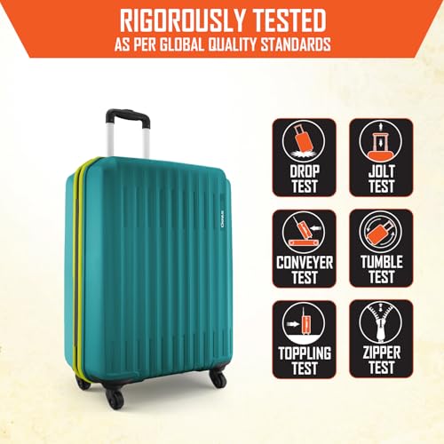 Image of Safari Cabin Genius Alley 55cm Trolley Bag Hard Case Polypropylene, 4 Spinner Wheels, 360 Degree Wheeling Carry on Luggage, Travel Bag, Suitcase for Travel, Trolley Bags for Travel, Teal Green