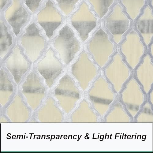 Image of IVAZA Heavy Premium Polyester Beautiful Moroccan Trellis Design Transparent Net Curtains,Modern Parde for Living Room Bedroom | Home Office Screens Long Door- 9 Feet (Pack of 1) Snow White