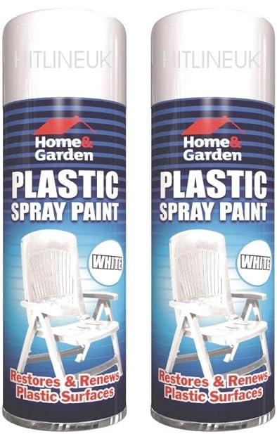 HitlineUK 300ML x 2 Cans White Spray to Plastic Paint, Restore Plastic and Renew Plastic Surfaces