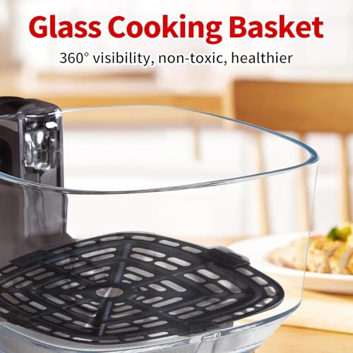 Image of OLIXIS Glass Air Fryer 4.7Qt, Non Toxic Airfryer with 10 Preset Cook Modes, 395F Rapid Air Crispy Technology, Roast Bake Dehydrate Reheat, Nonstick & Easy-Clean Basket, 1300W