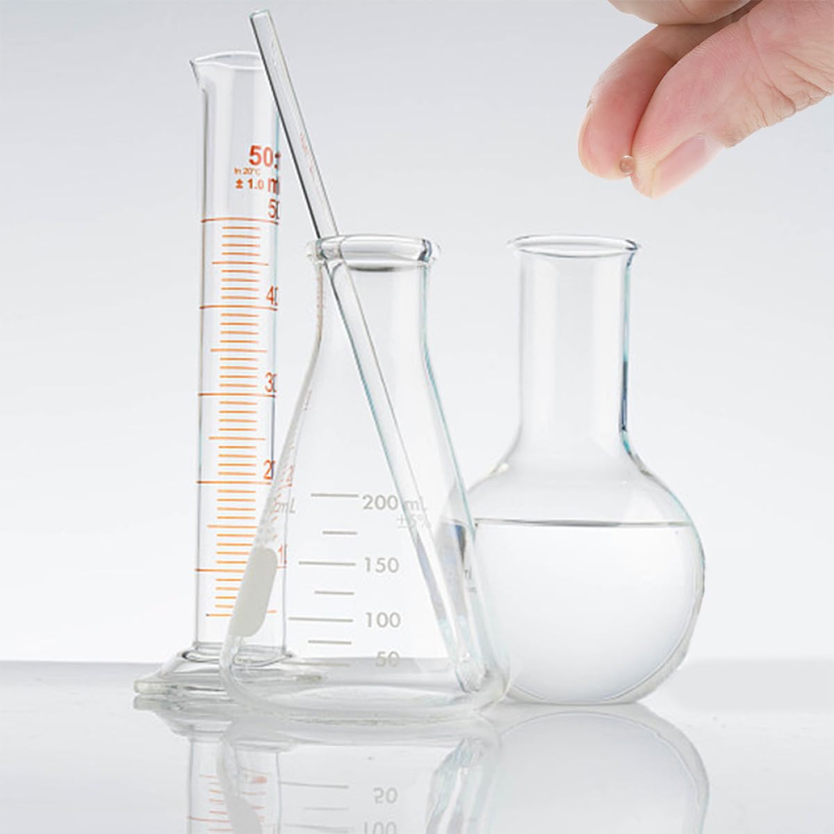 Experimentelle Glasperlen Hochpräzise und Verschleißfest 1 Packung aus Alkalischem Kalk Natron Glas Kugelförmige Siedesteine für Labor Experimente
