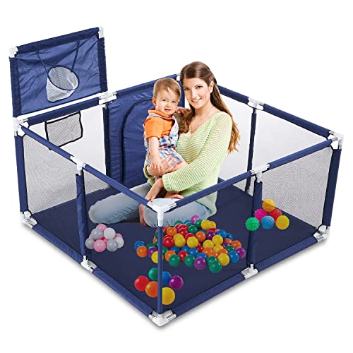La Mejor Selección de Parques de juegos que puedes comprar esta semana. 47 Parque de Juegos Grande, 120 * 120cm Juego de Parque Infantil, área de Parque portátil Extra Grande, Hecho de Material de Malla Seguro, Suave y Transpirable, Fácil de...