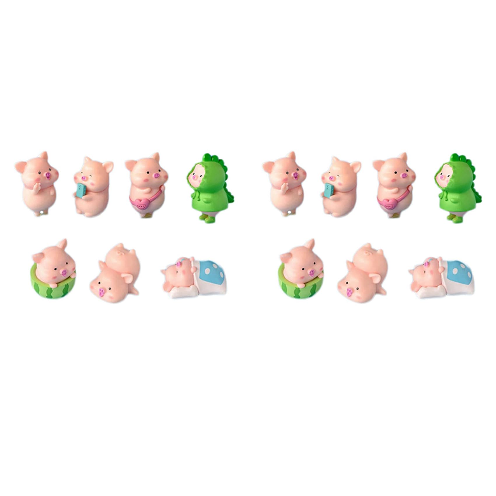 Vjsujehgy 14Pcs Pig Plastic DIY Home Decoration Figurines Landscape Accessories Fairy Garden Miniatures Room Decor
