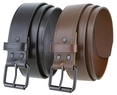 Black Roller Buckle Genuine Leather Uniform Work Belt 1 1/2" Wide3