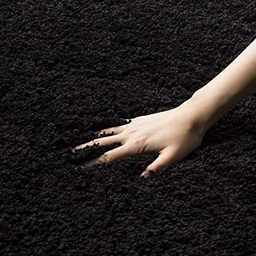 IBARAT CARPET- Handwoven Plain shag Collection Super Soft Microfiber Silk Touch Rugs with 2 inch Pile Height. Size 8x8 feet Round, Color, Black - Image 3