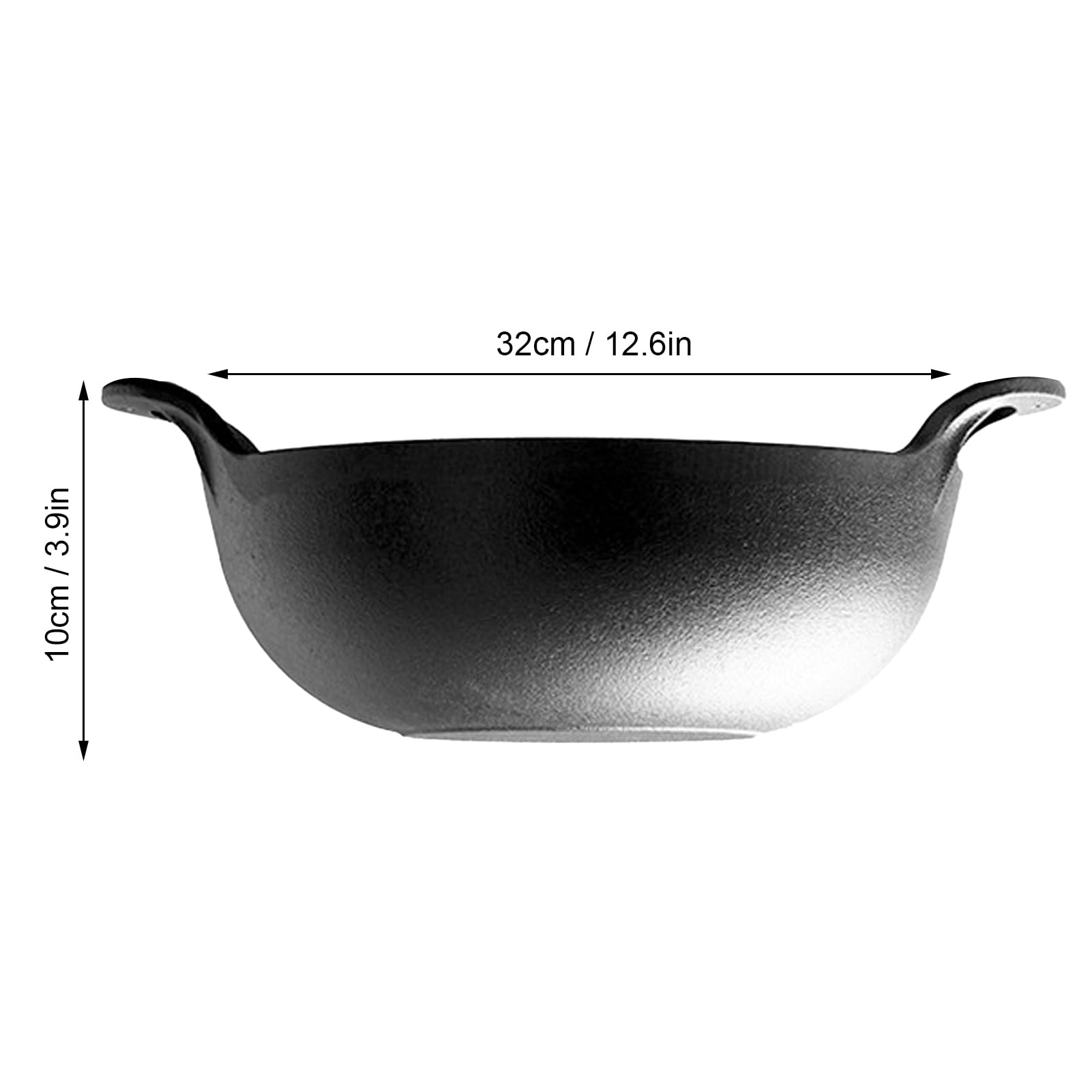 Wok in Ghisa con Doppio Manico, Coperchio in Legno, Pentola per Stufato Pre-stagionata Non Rivestita, Pentole in Ghisa per Piano Cottura a Induzione, 12,6x3,9 Pollici (32 cm / 12,6 pollici)