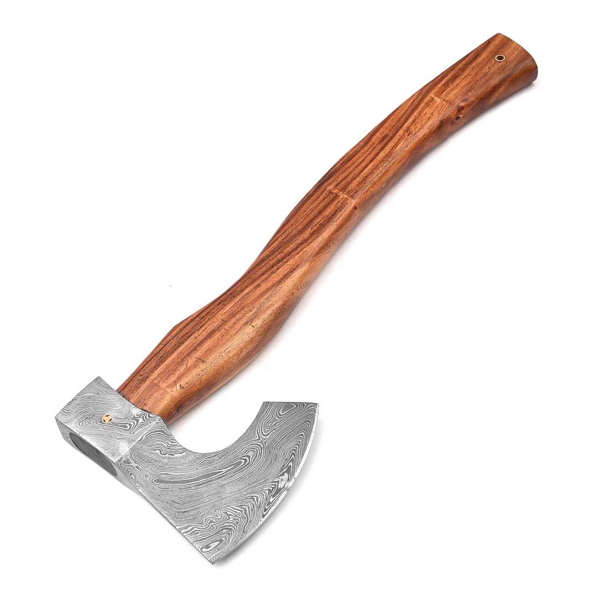 Damast Beil Axt Geschmiedete Wikingeraxt Holzgriff Outdoor Axt Survival Campingaxt für Bushcraft Wald Garten Männer Geschenke MAQ2587