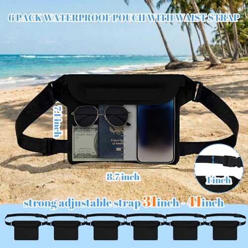 6 Pcs Waterproof Pouch Dry Bag Fanny Pack for Beach Swimming, Black miniatura 5
