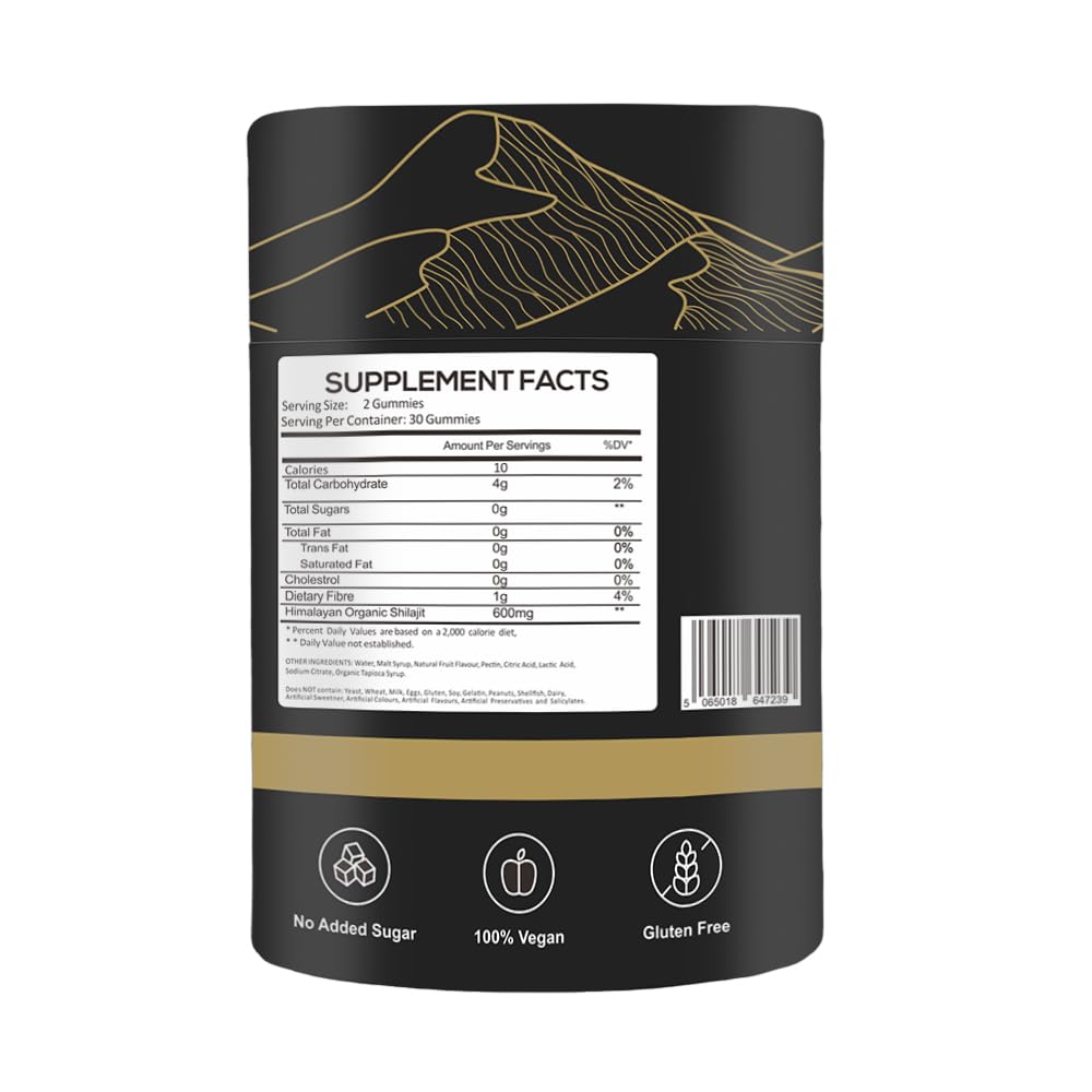AG nature Shilajit Himalayano Originale 60 Caramelle Gommose- Integratore Alimentare Naturale con +85 Minerali e Acido Fulvico e Umico