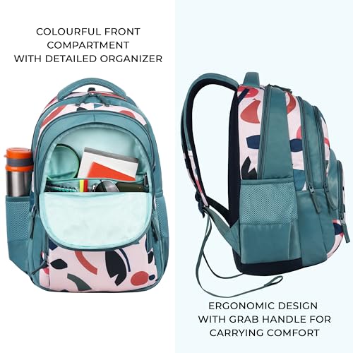 Image of Gear Diva 17 inch /33L Large Water Resistant School Bag /Casual 4 Compartment Backpack /Daypack /Travel 4 Compartment Backpack /Kids Bag for Girls - Green