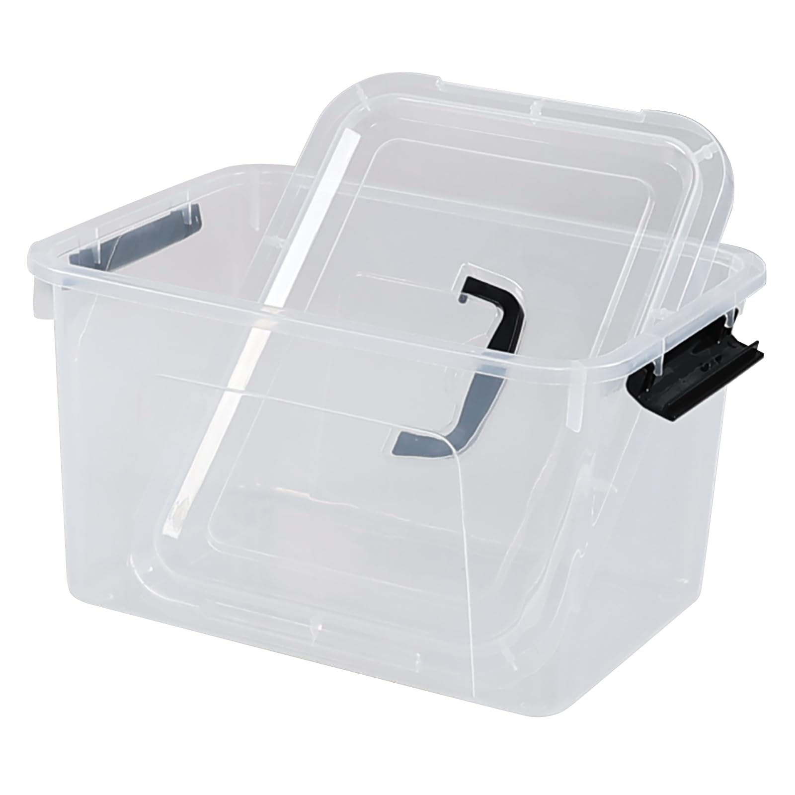 Bac de rangement en plastique transparent de 10 l avec poignée, boîte de rangement verrouillable avec couvercle, 1 paquet