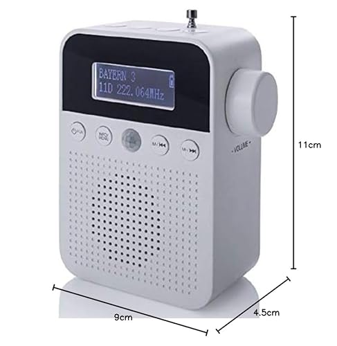 NEWTRO DAB STECKDOSENRADIO MIT BEWEGUNGSMELDER INKL. AKKU, portabler Radio, ideales Badradio mit automatischer EIN- und Abschaltung, Weckfunktion, USB-Ladebuchse, DAB+ Digitalradio