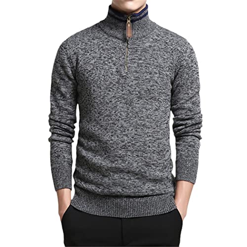 Pull d'hiver homme coton col zippé pour le bureau et les sorties